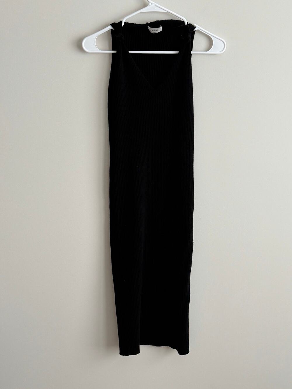 Wilfred by Aritzia Sheffield Ribbed Knit Midi Dress Tie Strap Scoop Neck S